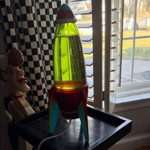Retro Rocket Lava Lamp - Red, Teal & Lime